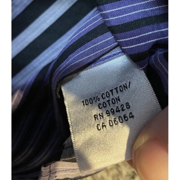 Bugatchi Uomo Mens‎ Large Purple Shaped Fit Button Down Shirt Contrast Flip Cuff - Picture 5 of 8